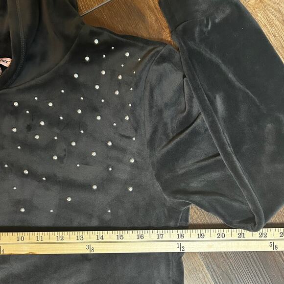 Juicy Couture Charcoal Gray Velour Women's Matching Bling Hoodie & Joggers Set - Picture 5 of 13